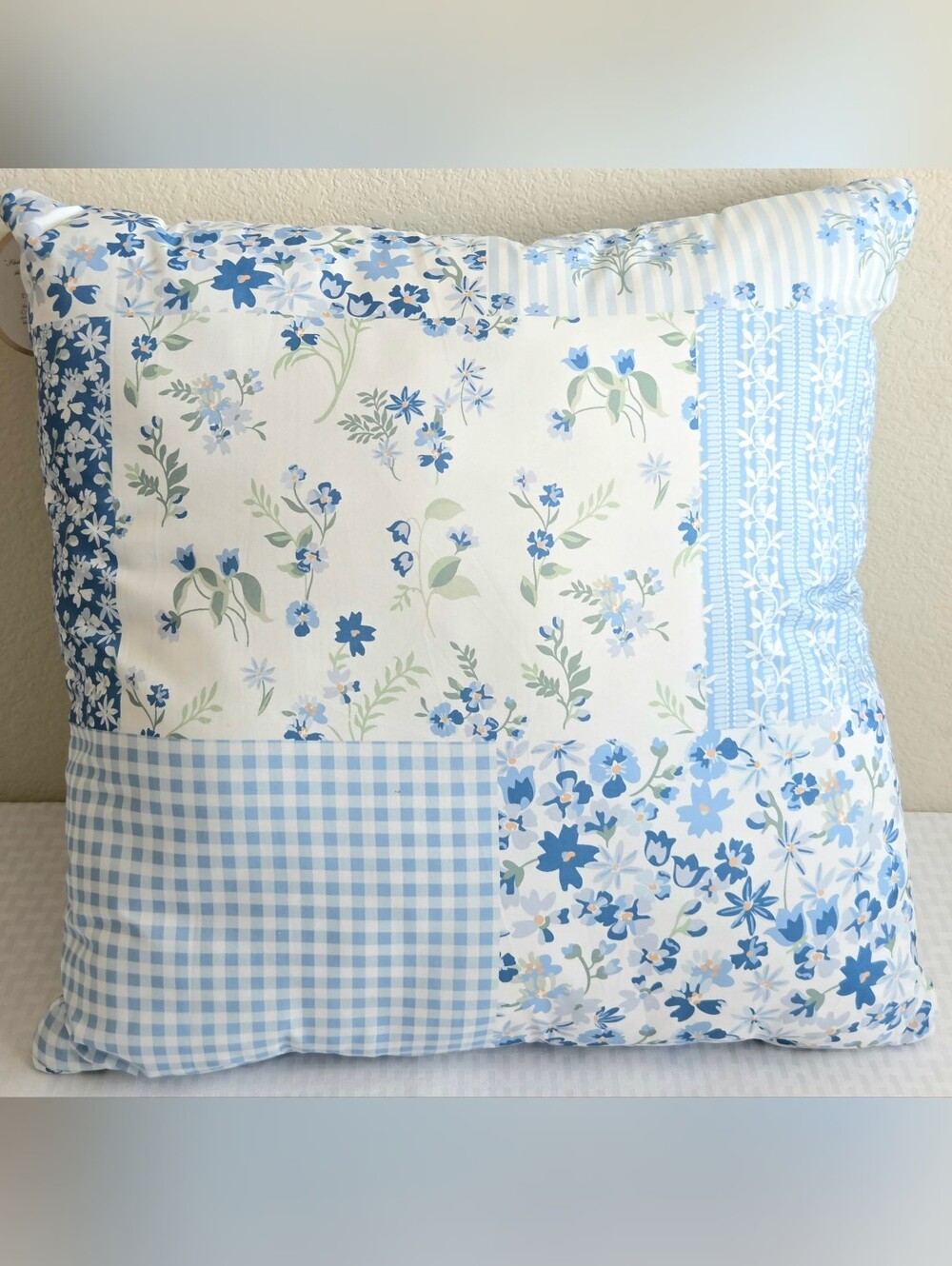Gunne Sax by Jessica McClintock Quilted Decorative Throw Pillow Blue Floral